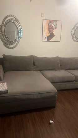 Living Spaces Extra Large L” Sectional Olive in Color