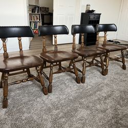 Set of 4 Wood Dining Chairs – Vintage Style