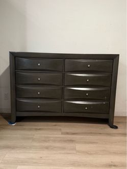 Dark Gray 8-Drawer Double Dresser