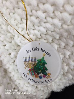 Hanukkah Christmas Round Holiday Ornament