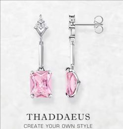 Pink gemstone drop earrings in 925 Sterling Silver
