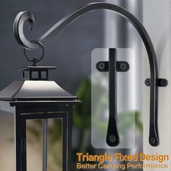 Pair Black Wrought Iron Plant Hangers