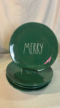 Rae Dunn Green Christmas Plates