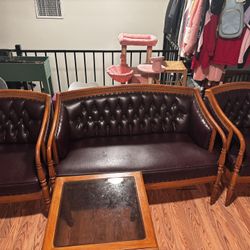 Vintage Wood and Leather Furniture 