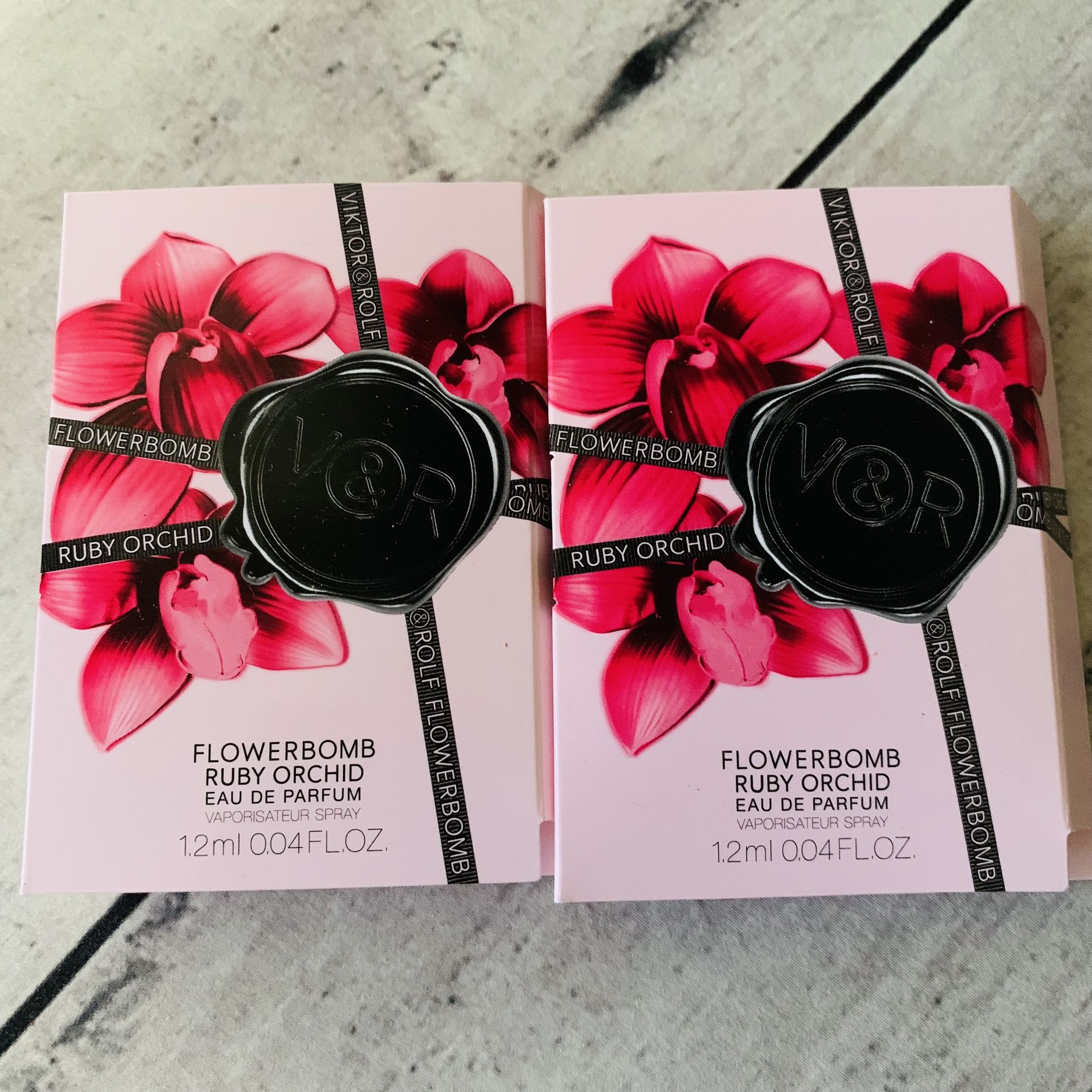2x VIKTOR & ROLF Flowerbomb RUBY ORCHID EDP Eau de Parfum .04oz Sample Sprays