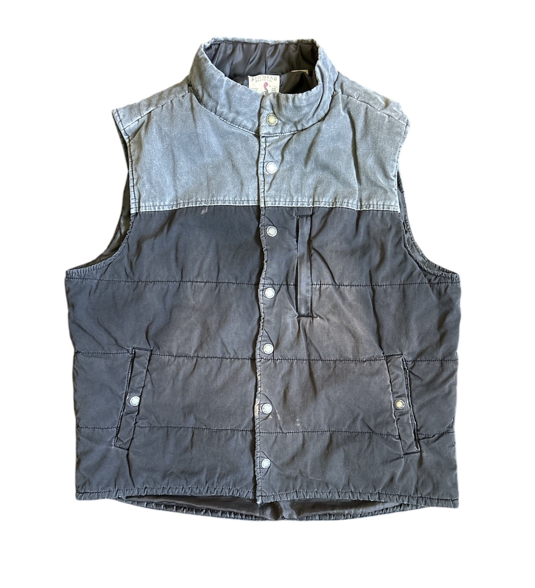 Red Head Men’s Black/Gray Canvas Puffer Full Zip Vest Size: XL
