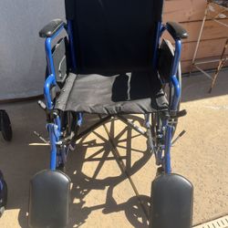 Foldable Blue Portable Lightweight Wheelchair