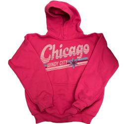 Chicago Windy City Pink Hoodie Youth 6–7 Pullover Sweatshirt Hooded Jumper