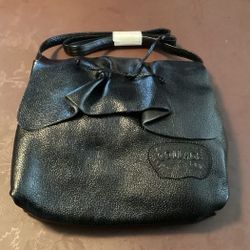 Collage by Carlos Falchi Black 100% Leather Crossbody Shoulder Bag Purse NWT