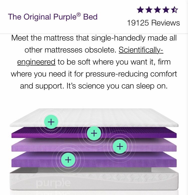 Queen Purple brand mattress and Platform - FREE