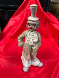 Vintage Porcelain Theatrical Clown Figurine with 3 Masks