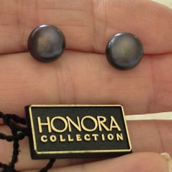 Honora Sterling Silver GENUINE BLACK PEARLS EARRINGS