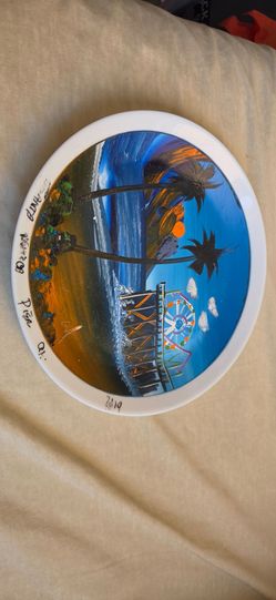Beautiful Santa Monica Pier Hand Painted Picture Plate