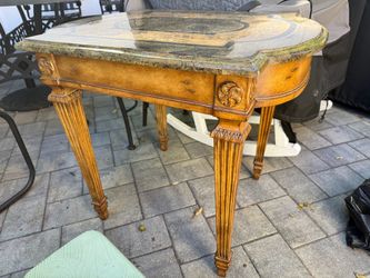 Hand-Carved Accent Table with Genuine Stone Top – $350 OBO