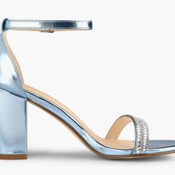 
  SIZE 8 I
Allegra K Women's Rhinestone Ankle Strap Chunky Heels Sandals

