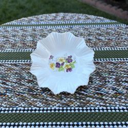 Vintage Fluted Bone China Trinket Dish For Sale