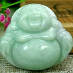 Burmese Jadeite Jade Happy Buddha. 47.X 51.2x12.8 mm.