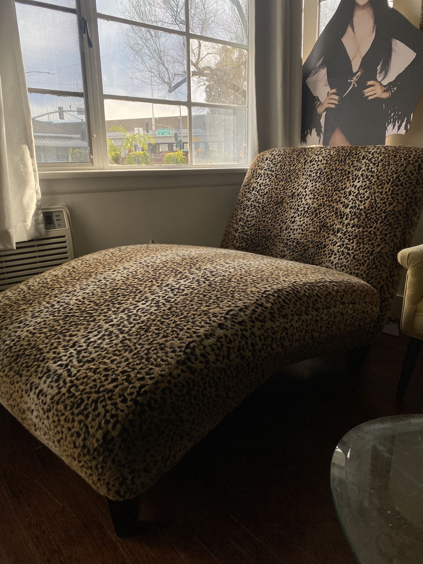 Leopard print chaise lounge