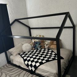 Signature Design by Ashley Flannibrook Contemporary House Bed Frame, Full, Black