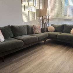 Marques Heritage Green Fabric 2 Piece Sofa & Loveseat Set
