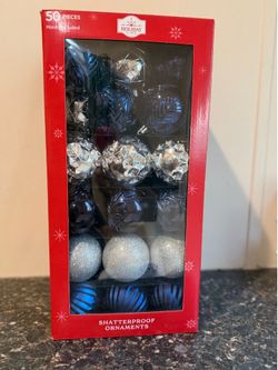 Holiday Time 50-Piece Shatterproof Christmas Ornaments