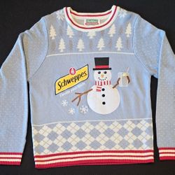 Schweppes Christmas Holiday Ugly Sweater Blue Snow Man Men’s Size XXL
