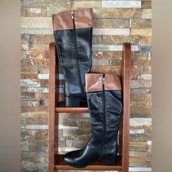 Franco Sarto Size 9 Riding Boots Black &tan $40