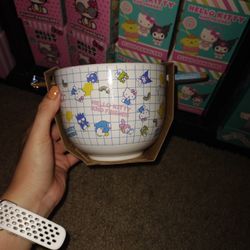Hello Kitty And Friends Ceramic Bowl With Chopsticks