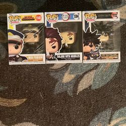 Funko Pops, My Hero Academia, Demon Slayer, And Jujutsu Kaisen.