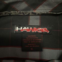  Y2K Tony Hawk Black And Grey Plaid Button-Up Shirt With Red Accents