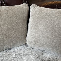 2 Tan Couch Pillows - With Zippers 