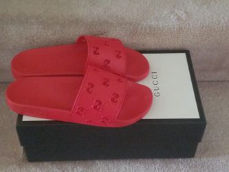 Size 12/11UK Mens Gucci Rubber Slide Sandal Red/Coral