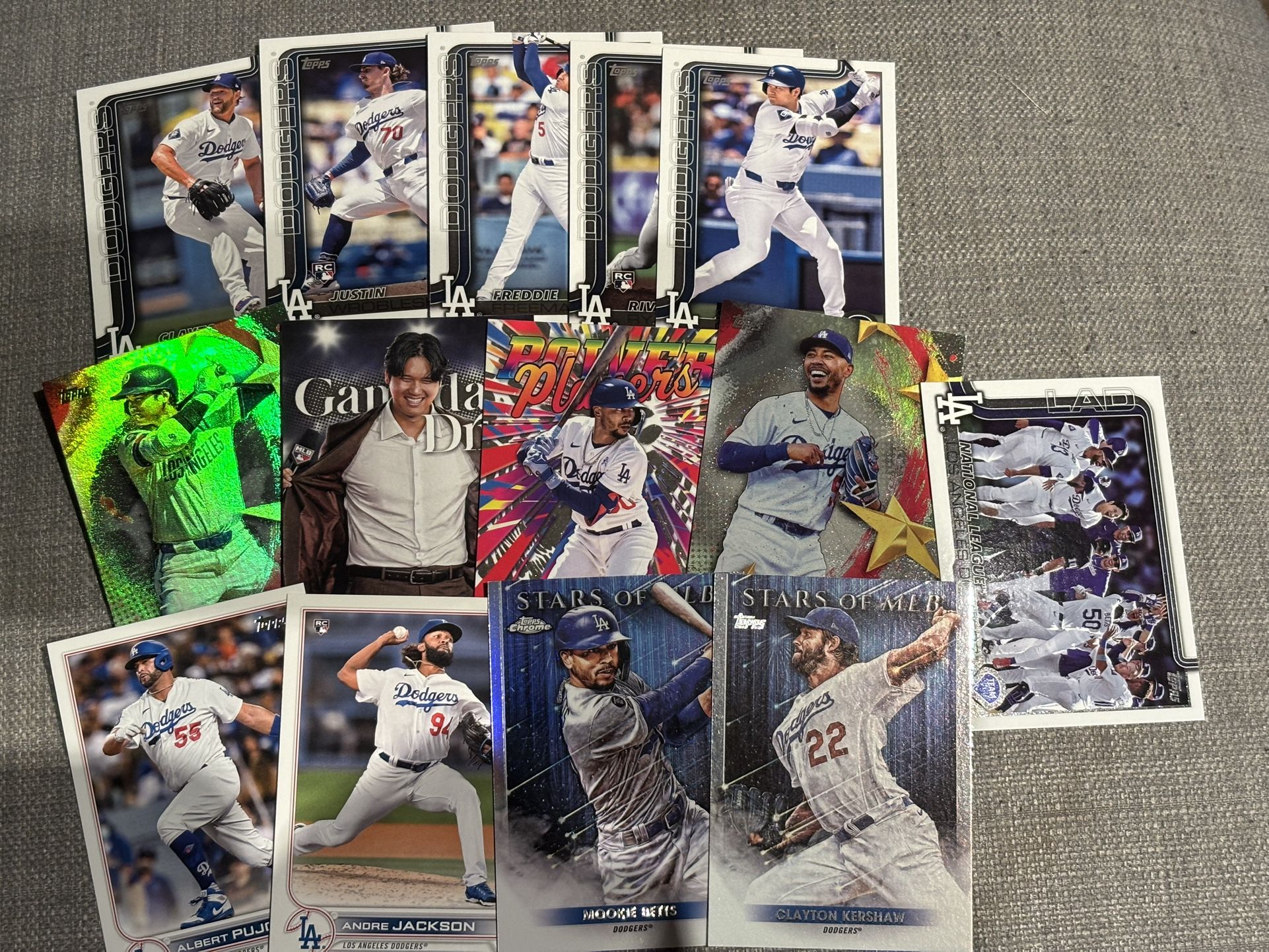 Lot of Dodgers Baseball Cards (13): Topps 2022 Series 1 and 2025 Series 1 Celebrations