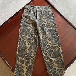 High-Rise Leopard Print Women's Jeans - Brown by Gaojiechaoke size 30W