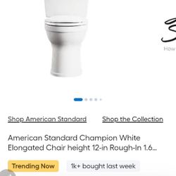 American Standard Champion White Elongated Chair height 12-in Rough-In 1.6 GPF Soft Close 2-piece Toilet