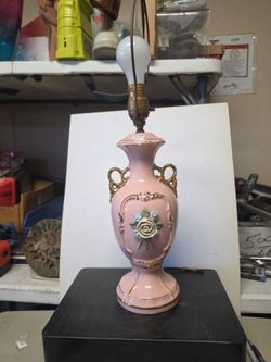 Porcelain pink flower Lamp .
