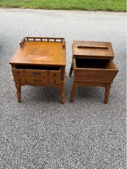 Two solid wood end tables.