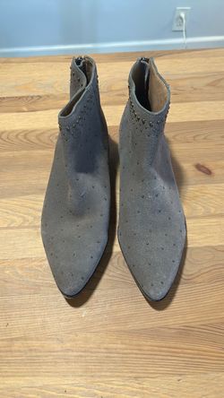 Bettye Gray Suede Studded Ankle Boots 8.5