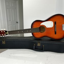 Vintage 1/2 Size Acoustic Guitar 1970’s with Hard case sunburst finish