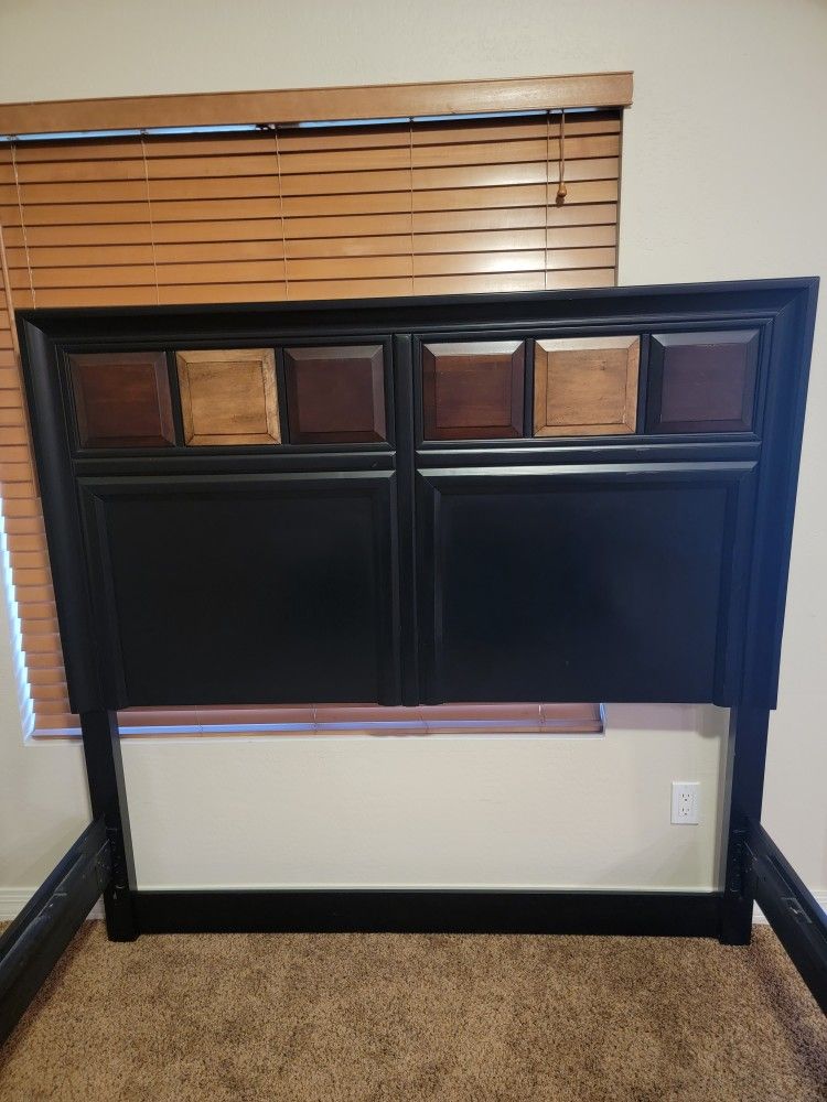 Black Queen Headboard, Footboard & Nightstand