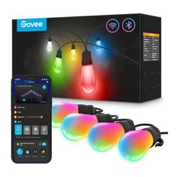 Govee Smart Outdoor String Lights H7021, RGBIC Warm White 96ft (2 Ropes of 48ft) LED Bulbs for Outdoor Decorations, WiFi Patio Lights Work with Alexa,