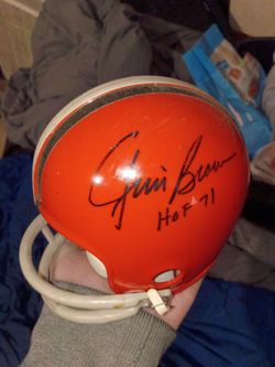 Jim Brown signed autograph NFL 2 bar mini helmet Cleveland Browns