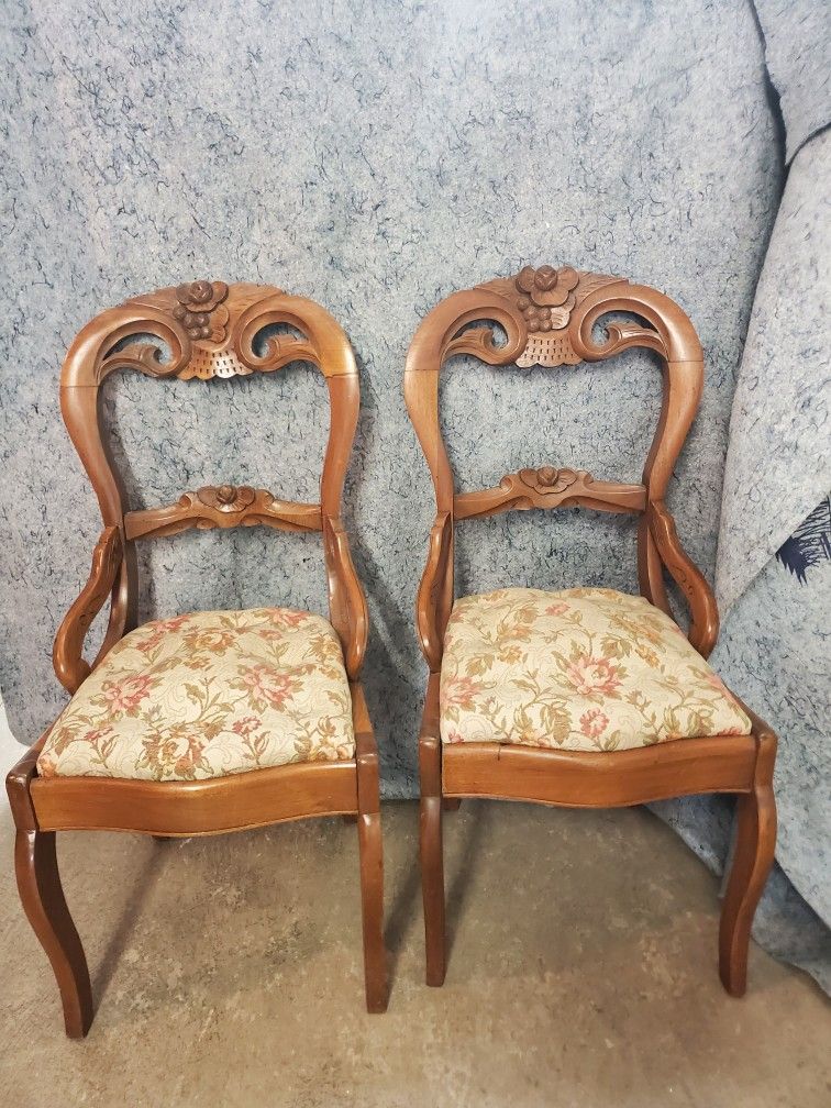 2 Antique Walnut Chairs