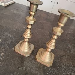 Antique Brass Candlesticks 