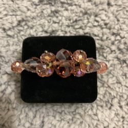 Faceted Glass Hexagon Stretch Bracelet With Crystal Accent Beads