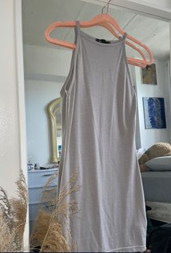 Gray racer neck mini dress