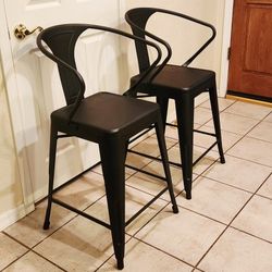 2 Metal Indoor Outdoor Industrial Style Bar Stools Chairs 