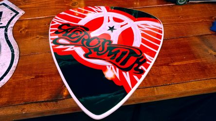 Aerosmith guitar pick sign