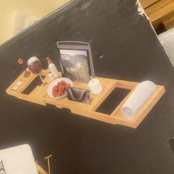 Bamboo Bath Tray For Bubble Baths — Tub 