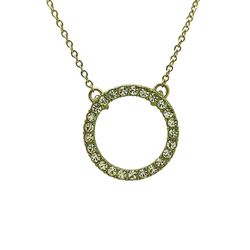 Loft Minimalist Pave Circle Pendant  Necklace, Gold Plated Metal, Delicate Choker